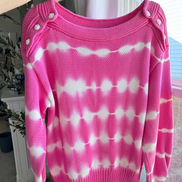 LoveShackFancy Tie Dye Chunky Knit Sweater Pink Size L - Picture 5 of 14